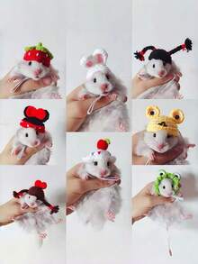 小型宠物针织帽，仓鼠专用小帽子，宠物仓鼠服装帽子，圣诞草帽可调节泰迪仓鼠头饰，泰迪仓鼠服装鹦鹉头饰，玄凤鹦鹉，豚鼠配饰