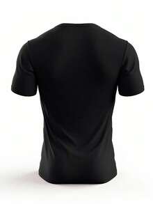 Wildlife Enthusiast's Favorite - HUNTING AND FISHING Printed Short Sleeve Round Neck Casual T-Shirt - Soft, Breathable, Quick-Drying Polyester Fabric For Comfortable Summer Wear - Ideal For Outdoor Activities - Black - View 3