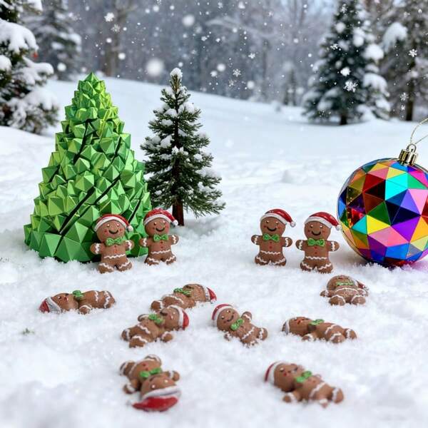 10/30 piezas Adornos colgantes de árbol de Navidad impresos en 3D, Decoraciones de árbol de Navidad de hombre de jengibre, Decoraciones de figuritas de jengibre de plástico, Adecuado para decoración navideña y decoraciones colgantes de árbol de Navidad.