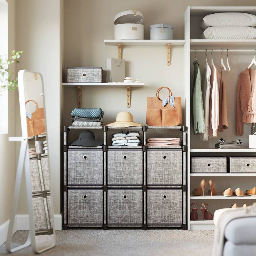9-Cube Drawer Organiser, Storage Unit With 9 Storage Boxes, Closet ...
