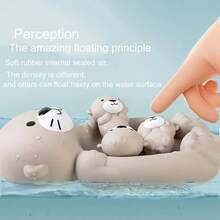 HUANG ER 儿童漂浮水獭沐浴玩具套装、密封漂浮戏水玩具、婴儿动物沐浴玩具、母婴水獭玩具套装浴缸玩具、1只水獭妈妈和3只水獭宝宝戏水玩具、可爱家庭浴缸玩具、亲子漂浮沐浴玩具、婴儿柔软挤压沐浴玩具、母亲节礼物、宝宝生日礼物 - 彩色 - 查看 7