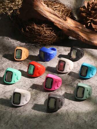 1pc/5pcs/10pcs Colorful Ring Tally Counter, Portable Finger Ring Digital Display Precise Counter, Multi-Channel Counting, Anti-Reset, Handheld Manual Button Counter