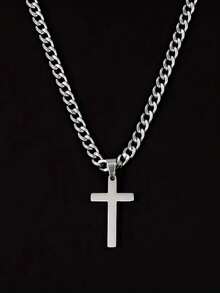 Men's Stainless Steel Cross Pendant Necklace - Minimalist Everyday & Formal Chain, Gift For Dad, Husband, Boyfriend - Birthday, Father's Day, Anniversary - Suitable For All Seasons, Hip-Hop Style Accessory, Polished Finish