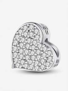 1 mặt dây chuyền đính hạt kim cương hình trái tim gia đình bằng bạc Sterling 925, thích hợp làm vòng tay DIY cho nữ. - Hạt 8 - Xem 18