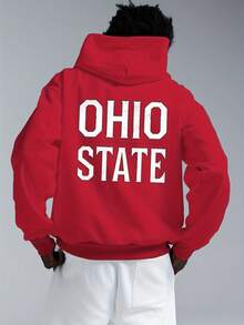 Herren Plus Size Hoodie - Lässiger Langarm, nicht dehnbarer Stoff, lockere Passform, bedruckt mit  und Schnallendetail, geeignet für lässige Kleidung, PLUS GRÖSSE - Schwarz - Übersicht 8