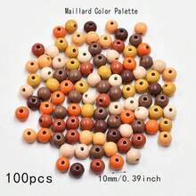 100pcs Wooden Beads, For Handmade DIY Necklace, Earrings, Bracelets, Christmas Decorations, Beading Supplies