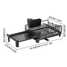 LIPETY Retractable Dish Rack, Large Dish Drying Rack, Multifunctional Dish Rack For Kitchen Countertops, Rust-Proof Drying Dish Rack With Cutlery And Cup Holder, Multifunctional Space-Saving Storage Artifact, Rust-Proof Material, Super Considerate - Black - View 11