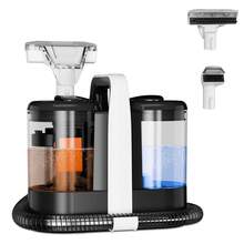 Przenośna maszyna do czyszczenia dywanów, skuteczne, głębokie czyszczenie plam z kanap, zwierząt, foteli samochodowych, tapicerki i mebli, punktowe czyszczenie z dwustronną głowicą szczotkową (biała), odkurzacz punktowy, czyszczenie dywanów/sof