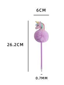 1PC卡通独角兽毛毛圆珠笔小学生可爱书写笔圆珠笔儿童文具礼物笔女生手账笔