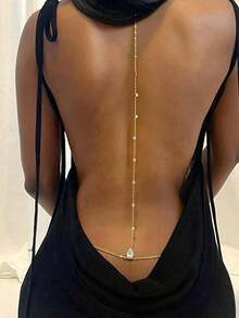 1pc Elegant Sexy Raindrop Chain Backless Necklace, Suitable For Women To Wear On Any Occasion - Back Chain - View 6