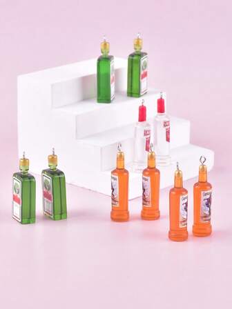 10pcs Mixed Cocktail & Liquor Resin Pendant Earrings Necklace Jewelry DIY Accessories