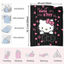 Sanrio 1 pieza Manta suave rectangular de poliéster, nuevo diseño de otoño/invierno, patrón de dibujos animados de Sanrio, adecuado para la decoración del dormitorio y la fiesta, manta de Hello Kitty para otoño/invierno, manta navideña, aplicable para la sala de estar y el dormitorio, buena opción para la siesta en la oficina