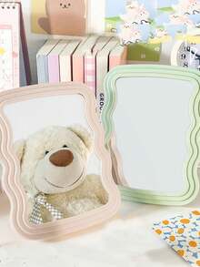 1pc Cute Makeup Mirror, Cream Wavy Mirror, Desktop Or Wall-Mounted, Student Dorm, Vanity Mirror, Office Small Mirror, Christmas Gift,Cheap,Stocking Stuffers,Makeup,Makeup Tools,Cheap Stuff,Gifts,Gifts For Women,Christmas Gifts