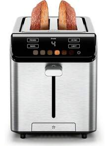 Tostadora digital de 2 rebanadas, 6 configuraciones de tono, control de pantalla táctil, ranuras extra anchas para pan grueso y bagels, +10 segundos, descongelación, bandeja - Acero Inoxidable - Ver 1
