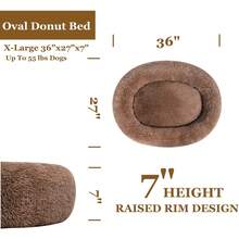 Oval Calming Donut Cuddler Dog Bed, Shag Faux Fur Washable Round Pillow Pet Bed For Small Medium Dogs (XXL(43"X34"X8"), Light Brown), Popular In 2025 - Lạc đà - Xem 3