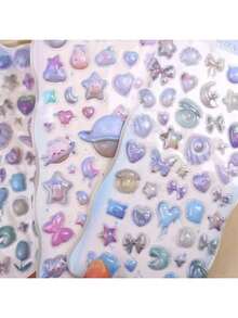 4/8pcs 3D Embossed Rainbow Bubble Stickers Handmade Creative Multi-Scene DIY Fairy Decoration Artifact, School Supplies, K-Pop , Office Decoration