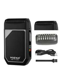 HIENA 1 件男士电动剃须刀，往复式机身设计，USB 快速充电 LED 显示屏，锂电池，金色/银色可选便携式旅行工具，男士剃须的理想选择