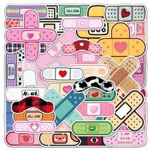 50Pcs Cute Cartoon Bandaids Aesthetic Stickers Pack Dopamine Style Kawaii Bandages Scrapbook Stickers Bandages Decoration Vinly Waterproof Stickers For Water Bottle,Computer,Laptop,Phone,Luggage,Notebook,Fridge