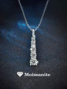 1pc Minimalist 925 Sterling Silver 0.7 Carat Moissanite Necklace, Suitable For Women's Daily Wear, Party, Commute, Valentine's Day, Christmas, Mother's Day Jewelry Gift - XL0035M - View 1