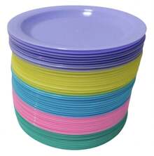 Pastry Plate 50 Pieces 5 Assorted Colors Plastic - Multicolor - View 4