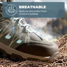 Women Hiking Boots Waterproof Suede Ankle Boots Lace-Up Slip-Resistant Outdoor Trekking Camping Trail Hiking Boot Shoes - 灰色 - 查看 4