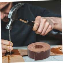 STOBOK 1 Rollo correa de cuero de una sola capa correa bolso tiras de cuero de plena flor tiras de cinturón Semi-acabado manual artesanía tira de arte chulo Material cuero pu - Cafetería - Ver 4