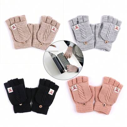 Winter Flip-Up Fingerless Gloves, Convertible Ladies' Warm Gloves, Suitable For Casual Wear, Ladies' Winter Gloves, Winter Accessories, Ladies' Winter Clothing, Cold Weather Accessories, Fashionable Gloves, Comfortable Gloves, Ladies' Gloves, A Gift For Her, Winter Fashion