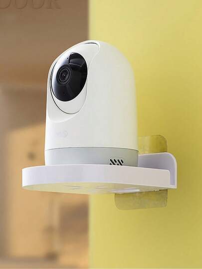 1 Piece Punch-Free Security Camera Wall Mount Bracket - Heavy Duty Adhesive Shelf With Cable Hole, Versatile Wall-Mounted Floating Rack For Security Cameras/Camera Equipment/Mini Monitors/Speakers/Vases/Ornaments, Space-Saving For Bedroom/Bathroom/Kitchen Wall Spaces, Ideal For Home Users & Renters | Camera Accessories