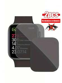 2pcs Anti-Peeping New 10th Gen Screen Protector, Applicable Toh Ultra/SE/8/7/6/5/4/3/2/1/10/11, 38/40/41/42/44/45/49/46mm, 3D Full Coverage Watch Film, Anti-Peeping Film - Black - View 1