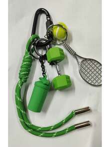 Breloc brățară țesută cu gantere pentru tenis, lucrat manual, accesoriu cu pandantiv pentru cheie de mașină, folosit pentru cadouri de Halloween și accesorii de agățat rucsac, decorațiuni de sărbători, cadouri de petrecere, brelocuri unice, bijuterii creative, țesut durabil, brățări lucrate manual, breloc pentru tenis, obiecte decorative mici, potrivit pentru pasionații de Halloween și colecționarii de accesorii.