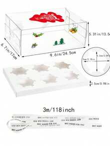 1pc 6 Count/12 Count Cupcake Containers With Gift Ribbon, Plastic Cupcake Carrier Holder For Treat Dessert Muffins Pastry
