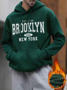 Krometka Sudadera casual suelta de color azul marino para hombre, nueva colección de otoño/invierno | Diseño con bolsillo canguro y cordón | Adecuada para el hogar y el exterior - Verde - Ver 2