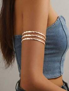 1 قطعة أسورة ذراع ذات تصميم بسيط وأملس متقاطع، قابلة للتعديل، إكسسوار متعدد الاستخدامات لطراز الهيب هوب