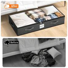 8PCS 90L Under Bed Storage Containers, 6-Pack Storage Bins With Clear Top, Foldable Closet Organizers And Storage With Label Holder For Clothing, Blankets, Comforter & Pillows (Grey) Brand: SpaceWhisper - Light Grey - View 5