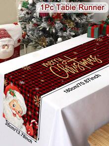 1 pièce Chemin de table bonhomme de neige de Noël, 35*180cm Chemin de table en polyester avec deux bonhommes de neige portant des écharpes rouges, motif sapin de Noël et cadeaux de Noël sur fond rouge. Joyeux Noël. Convient pour les décorations de table de cuisine et de restaurant à Noël, cadeaux et décorations de Noël. - Multicolore - Voir 14