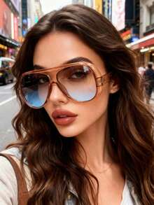نظارة شمسية كلاسيكية من طراز Y2K مميزة وأنيقة بطراز جيرلي للنساء، مناسبة للقيادة والصيد والحياة اليومية والتقاط الصور في الشارع والمهرجانات الموسيقية والعطلات الاستوائية وحفلات عيد الميلاد، إكسسوار موضة مناسب لجميع أشكال الوجه - متعدد الألوان - مشاهدة 1