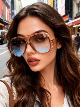 1pc Shield Frame Personalized Classic Y2K Vintage Elegant Exquisite Gyaru Style Women Fashion Eyeglasses For Driving Fishing Daily Life Street Snap Musical Festival Tropical Beach Vacay Birthday Party Fashion Accessories Suitable For All Face Shapes