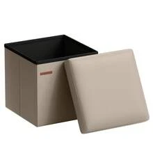 SONGMICS MAZIE Collection - 15 Inches Ottoman With Storage, Footstool, Storage Ottoman, Load 660 Lb, For Dorm, Living Room, Bedroom, Synthetic Leather - Camel - View 6