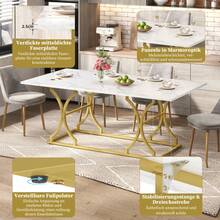 Dining Tables - White+Gold + MDF + European - View 5