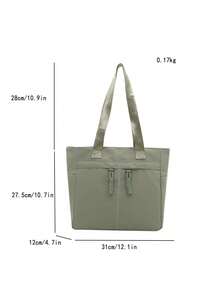 Bolso de mano versátil y de moda de unicolor, bolso de hombro minimalista casual con textura y color de contraste - Verde - Ver 5