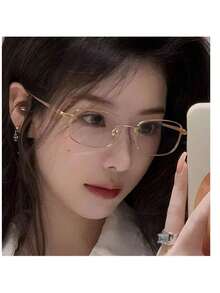 1 Paar Vintage quadratische silberne Nicht-Rezept-Brillen, Mode für Street-Style und täglichen Gebrauch