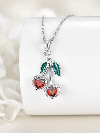 1pc Elegant Minimalist Cherry Necklace, Versatile Daily Wear Jewelry Necklace For Women, Suitable For Festivals