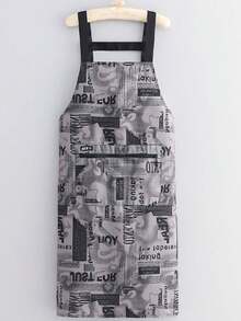 1pc Extra Long Waterproof Apron, Minimalist Letter Design, Kitchen/Home Cooking Oil & Dirt Resistant Apron Unisex - Multicolor - View 12