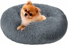 Calming Dog Bed (S/M/L/XL) For Medium And Large Dogs, Comfortable Faux Fur Donut Cuddler Up To 15/30/50/90lbs - 灰色 - 查看 15