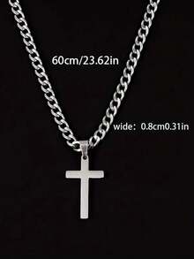 Men's Stainless Steel Cross Pendant Necklace - Minimalist Everyday & Formal Chain, Gift For Dad, Husband, Boyfriend - Birthday, Father's Day, Anniversary - Suitable For All Seasons, Hip-Hop Style Accessory, Polished Finish