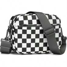 Checkered Crossbody Bag For Women Small Cute Purses  Shoulder Handbags Wide Strap - Đen Trắng Kiểm Tra - Xem 12