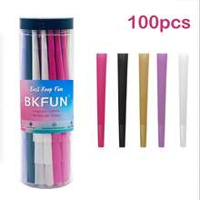 BKFUN 200/100/50/30/10 Stück BKFUN Drehpapier Kegel, natürliches vorgerolltes Drehpapier, King Size gerolltes Papier, Tipps & Verpackungsröhrchen enthalten, ultra dünnes & langsam brennendes Trompeten-Drehpapier, Raucherzubehör, Geschenkpackung für Feiertage