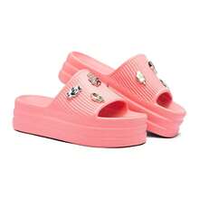 Chinelo Slide EVA Nuvem Conforto e Estilo - Original Com Pins Exclusivos chinelo feminino confortável chinelo para dia a dia Simples Casual EVA Apliques Festa  Praia - Rosê - Visão 6