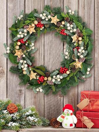 6pcs Artificial Christmas Decorations Include White And Red Berries, Pine Stems, Spruce Branches, Holly Cones, And Snow Sprays For Wreaths, Gifts, And Holiday Ornaments