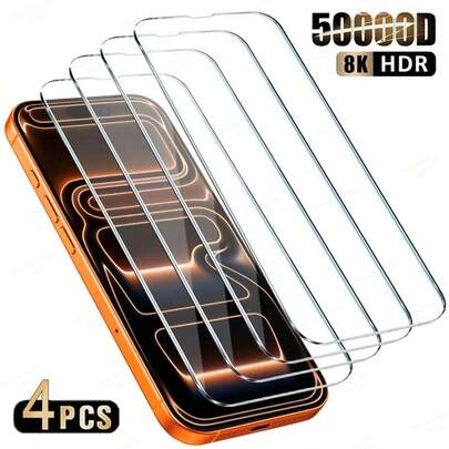 ZYSHI 4pcs Full Screen High Definition Anti-Scratch Tempered Glass Screen Protector, Compatible With IPhone 17, 17 Pro, 17 Pro Max, 16 Pro Max, 16, 16 Pro, 16 Plus, 15 Pro Max, 15, 15 Pro, 15 Plus, 14 Pro Max, 14 Pro, 14 Plus, 13 Pro Max, 13, 13 Pro, 12, 11